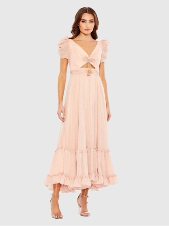 Mac Duggal Dresses & Skirts - NWT Mac Duggal 68187 Blush Pink Metallic Tiered Tea Dress Size 12 Formal Event